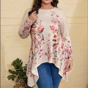 Asymmetrical floral tee